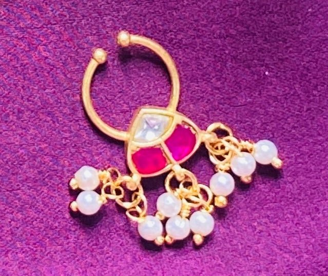 Kundan Pearls Septum Nosepin - SP16-NP285