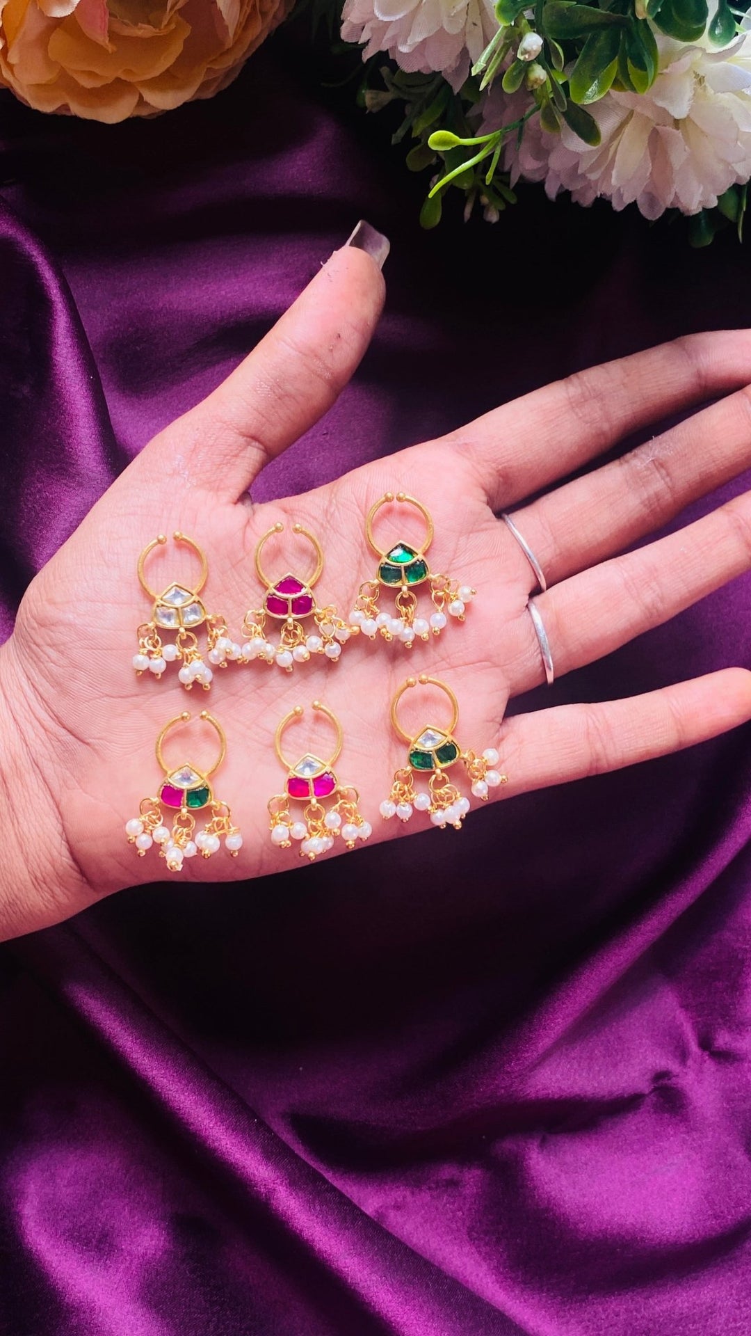 Kundan Pearls Septum Nosepin - SP16-NP284