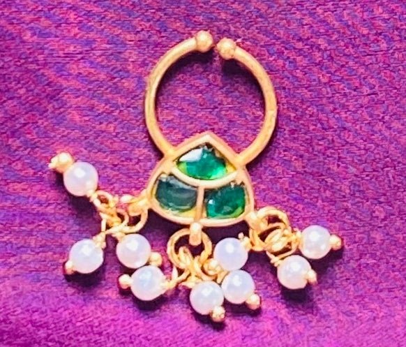 Kundan Pearls Septum Nosepin - SP16-NP287