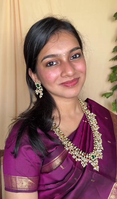 Kundan Rice Pearl Guttapusalu Haram - N2684
