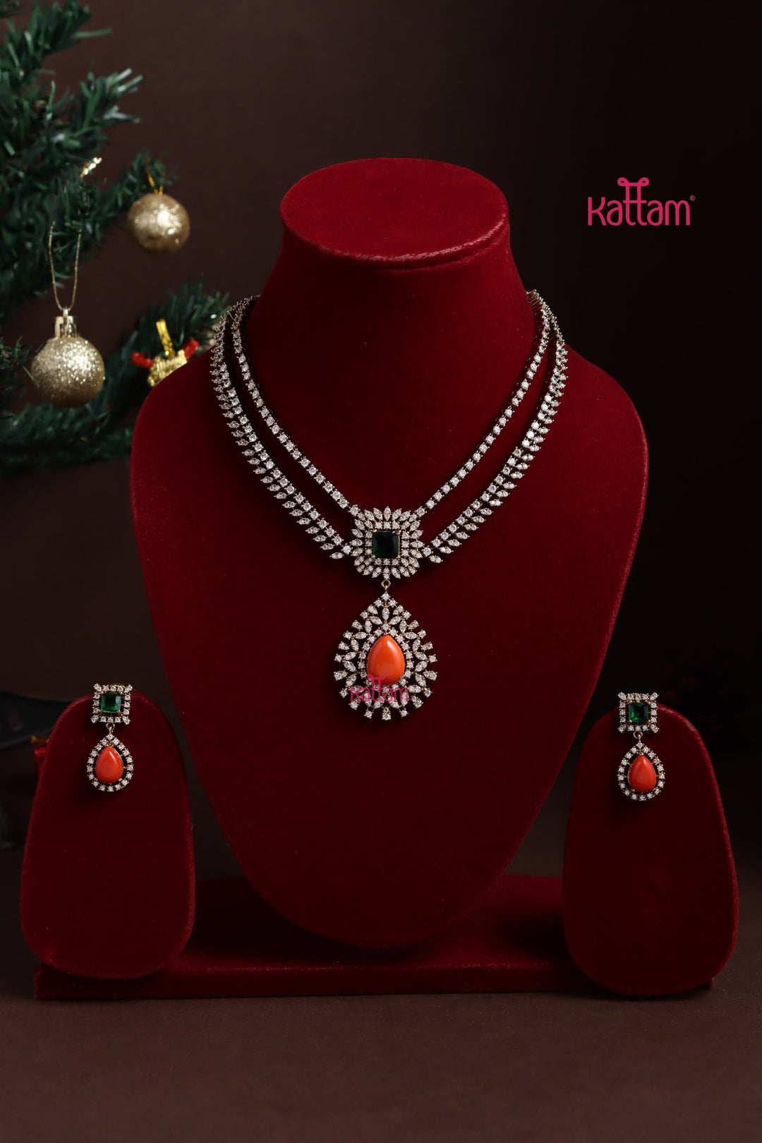 Laila - AD Coral Necklace - N5372