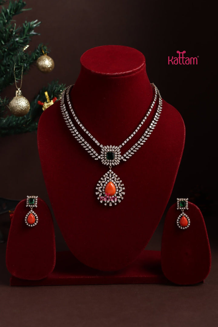 Laila - AD Coral Necklace - N5372