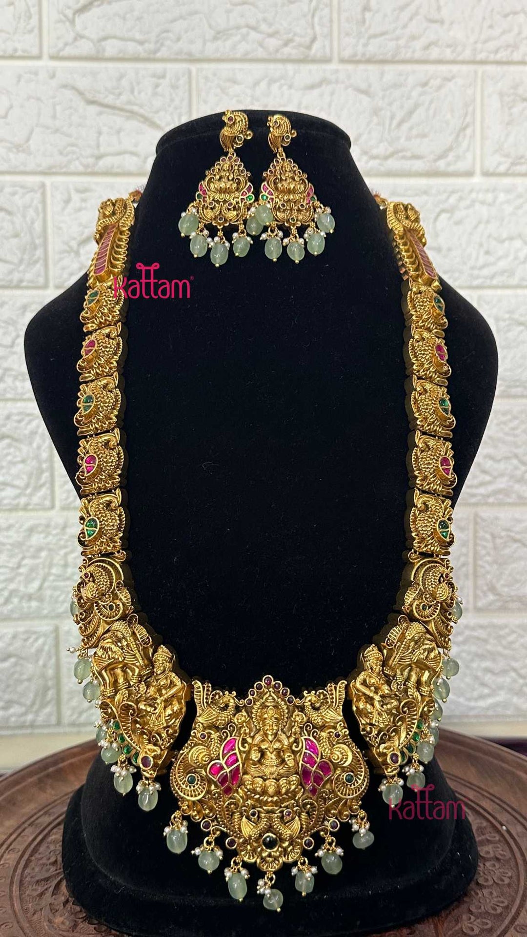 Lakshmi Antique Gold Semi Bridal Set - Design 2 ( Short & Long Sold Separately) - N2949