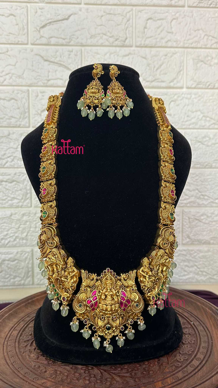 Lakshmi Antique Gold Semi Bridal Set - Design 2 ( Short & Long Sold Separately) - N2949