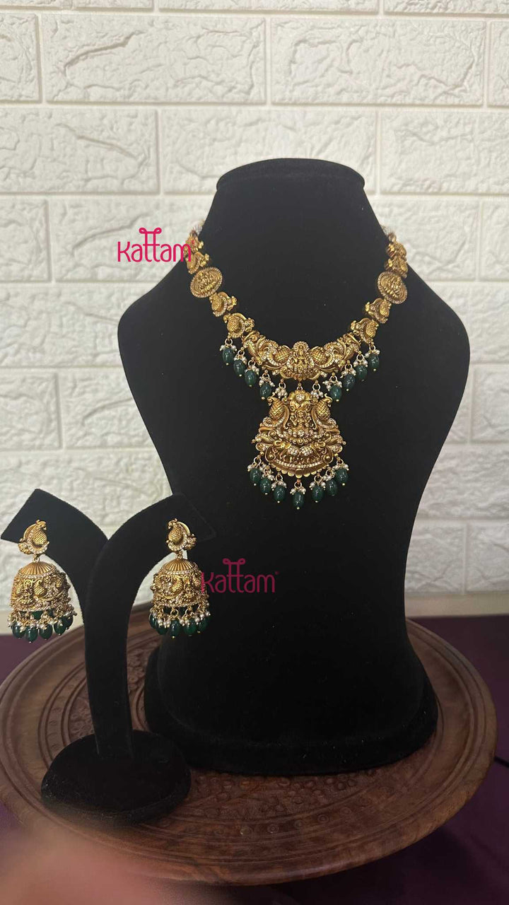 Lakshmi Antique Gold Semi Bridal Set - Design 3 ( Short &amp; Long Sold Separately) - N2950