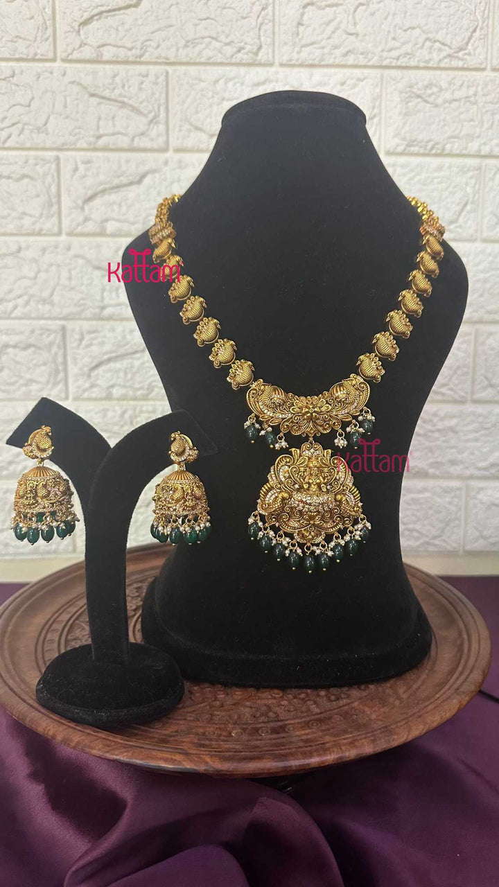 Lakshmi Antique Gold Semi Bridal Set - Design 3 ( Short &amp; Long Sold Separately) - N2951