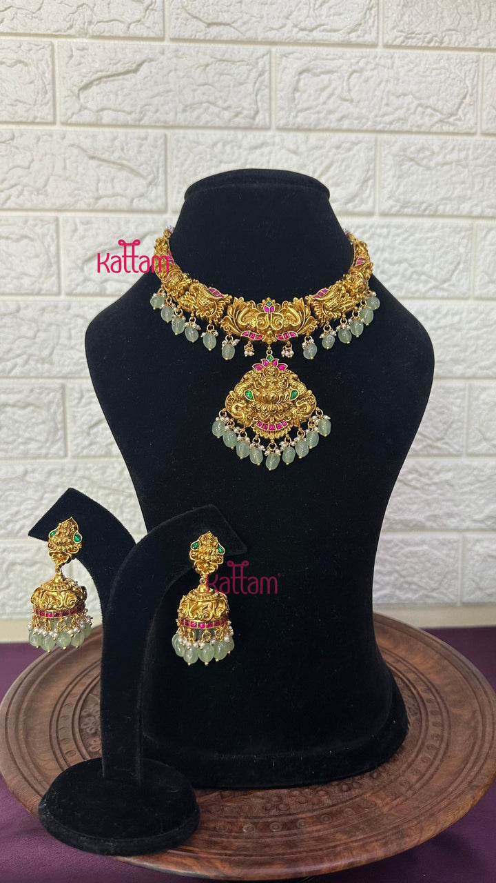 Lakshmi Antique Gold Semi Bridal Set - Design 4 ( Short &amp; Long Sold Separately) - N2952