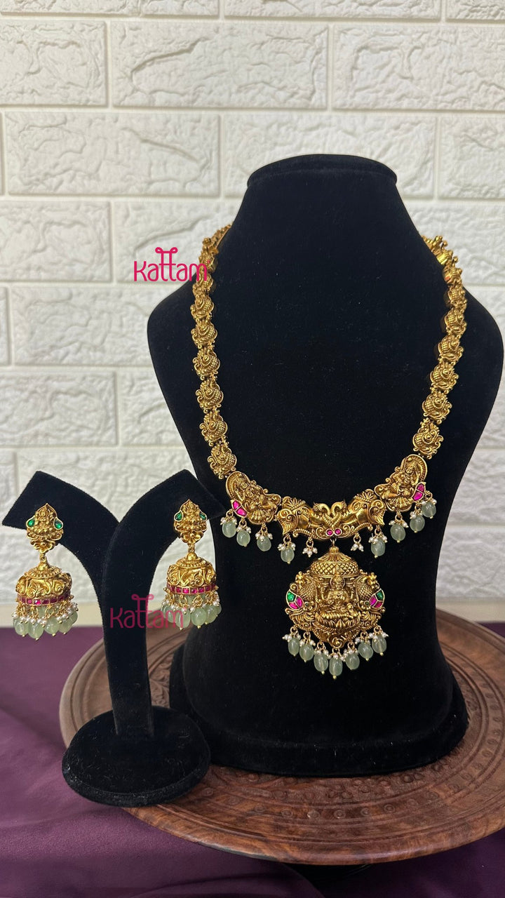 Lakshmi Antique Gold Semi Bridal Set - Design 4 ( Short &amp; Long Sold Separately) - N2952