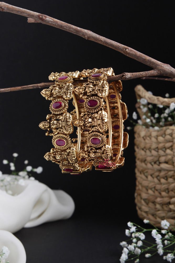 Lakshmi Antique Kada Bangle - Design 2 - B485 - V4