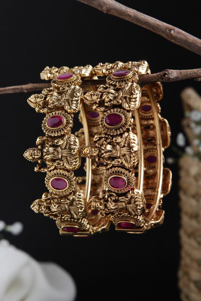 Lakshmi Antique Kada Bangle - Design 2 - B485 - V4