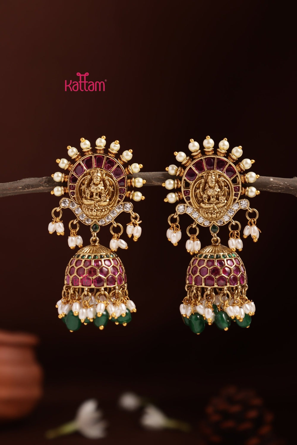 Lakshmi Chakra Pearl Jhumka - E1338