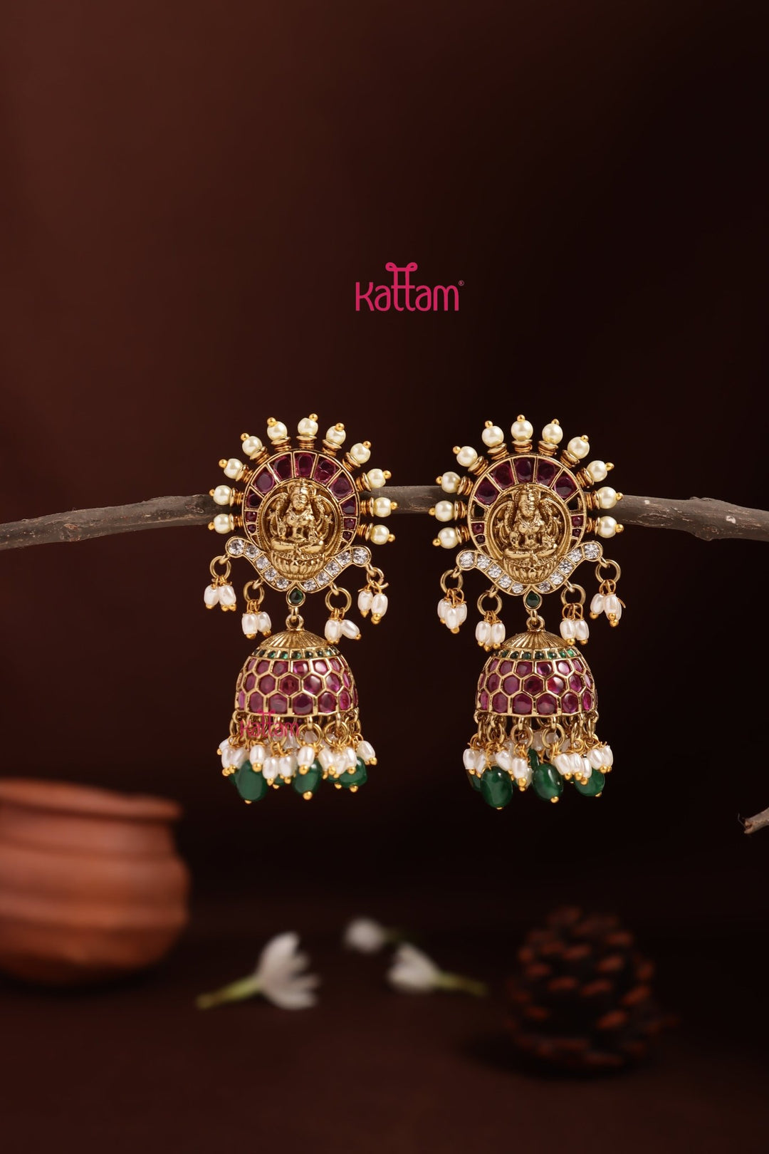 Lakshmi Chakra Pearl Jhumka - E1338