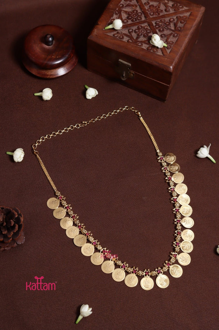 Lakshmi Coin Necklace - Ruby - N4030