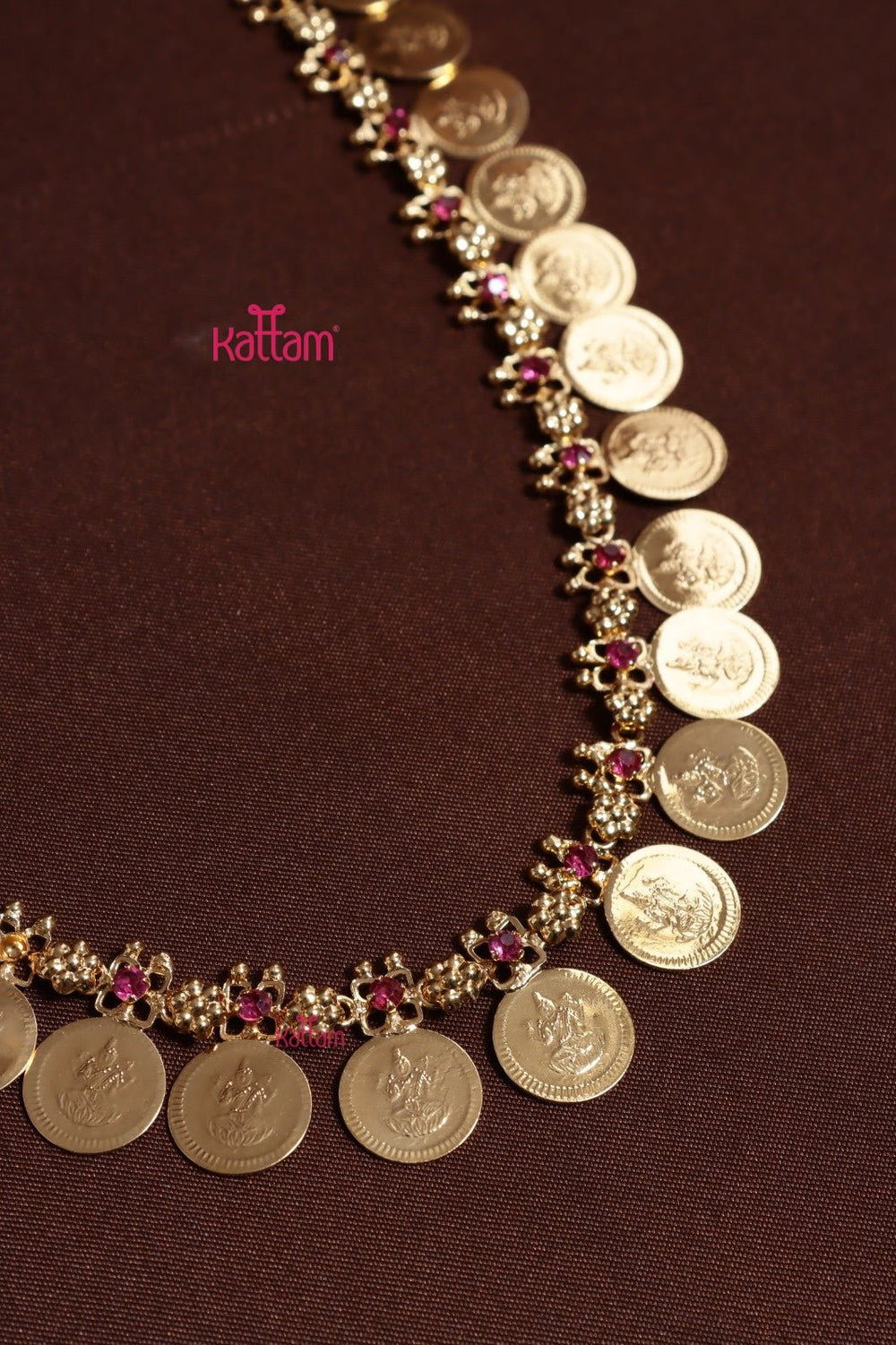Lakshmi Coin Necklace - Ruby - N4030