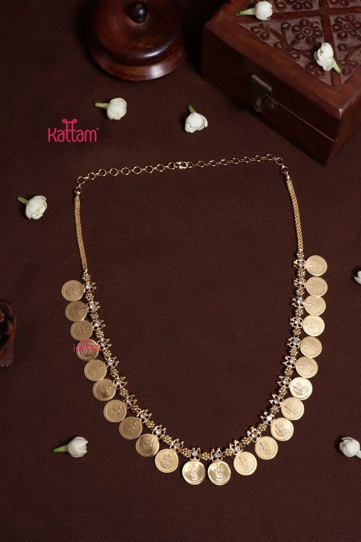Lakshmi Coin Necklace - White - N4029