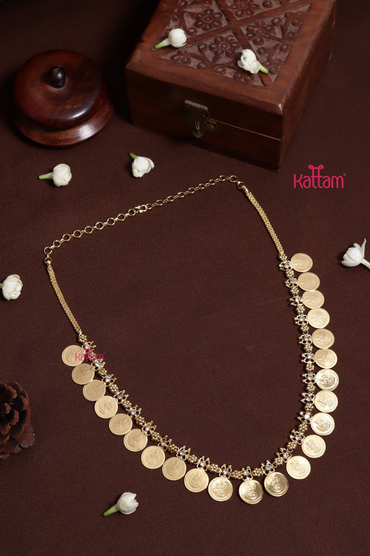 Lakshmi Coin Necklace - White - N4029