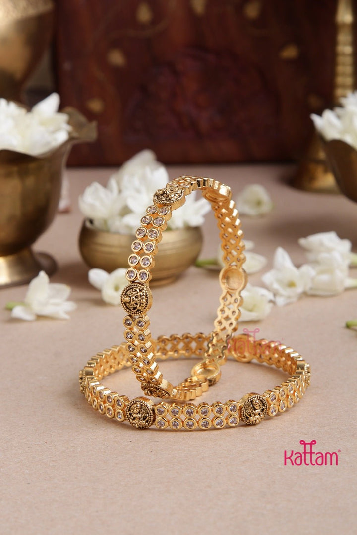 Lakshmi Coin Stone Bangle ( Set of 2 ) - B541 - V4