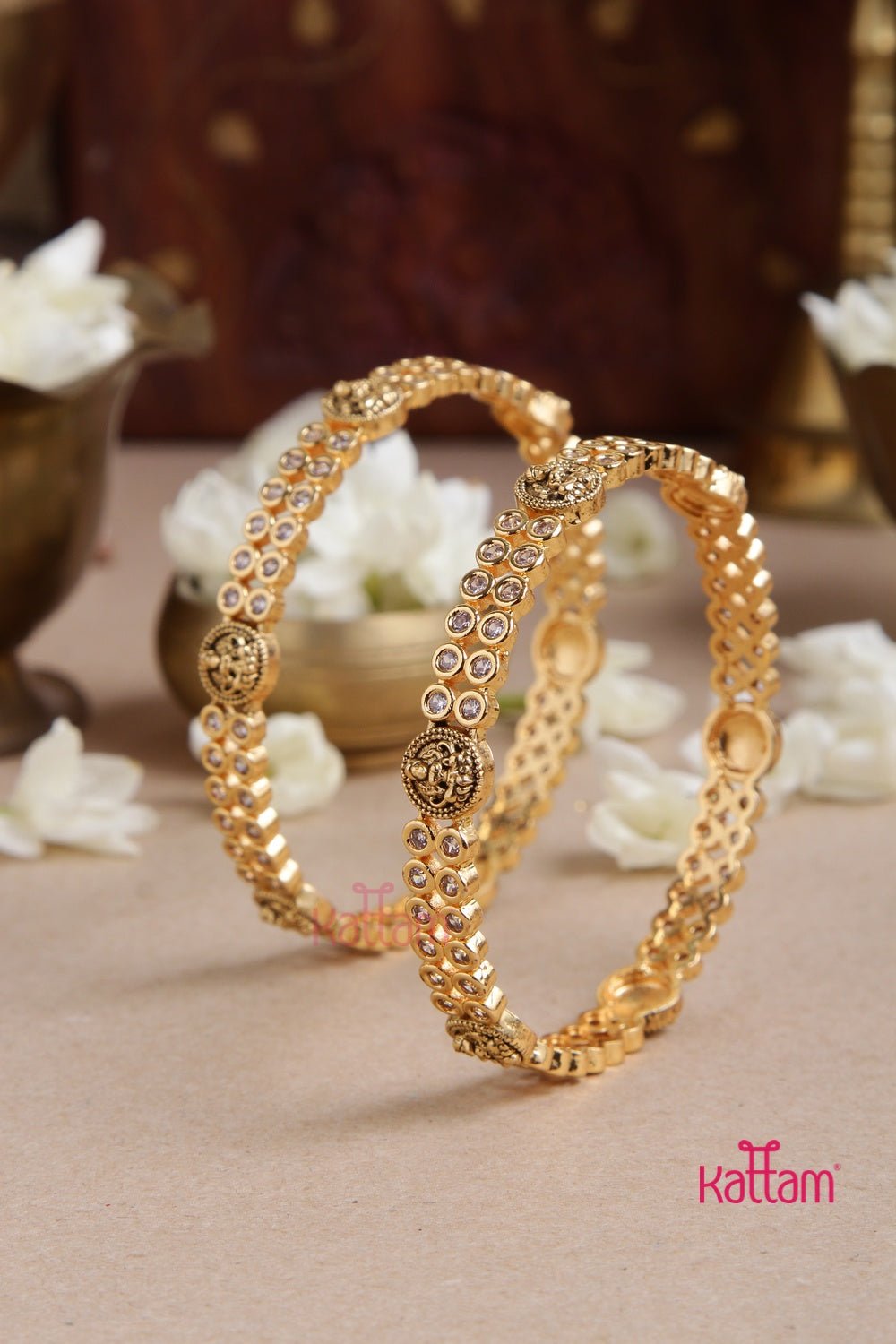 Lakshmi Coin Stone Bangle ( Set of 2 ) - B541 - V4
