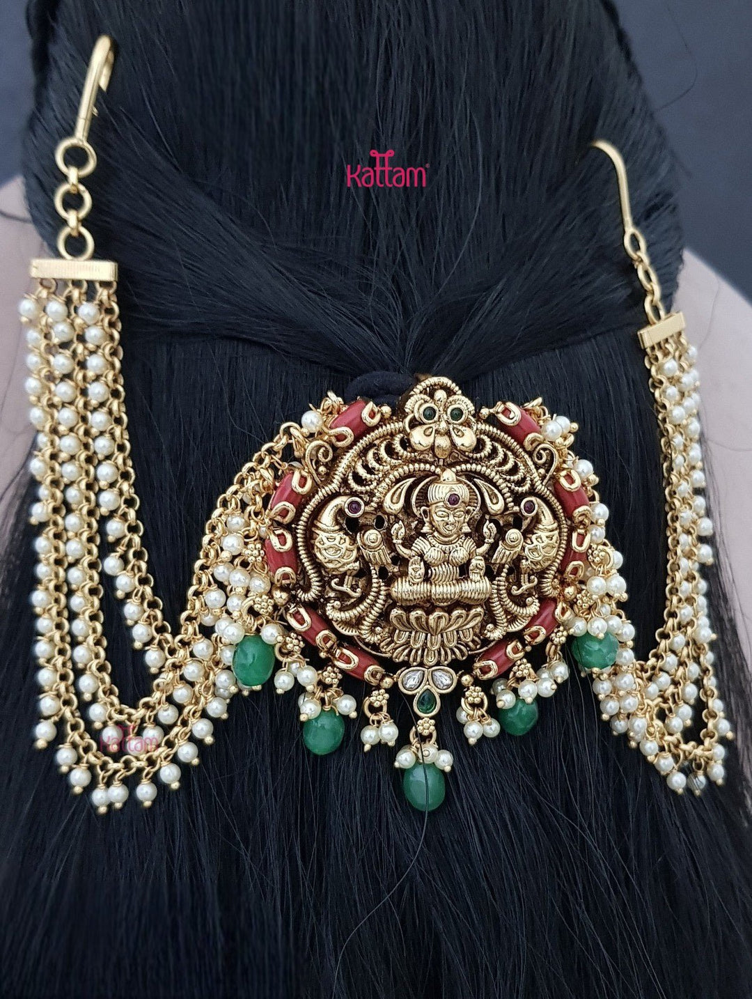 Lakshmi Coral Green Bun Billai - Pearl - JB095