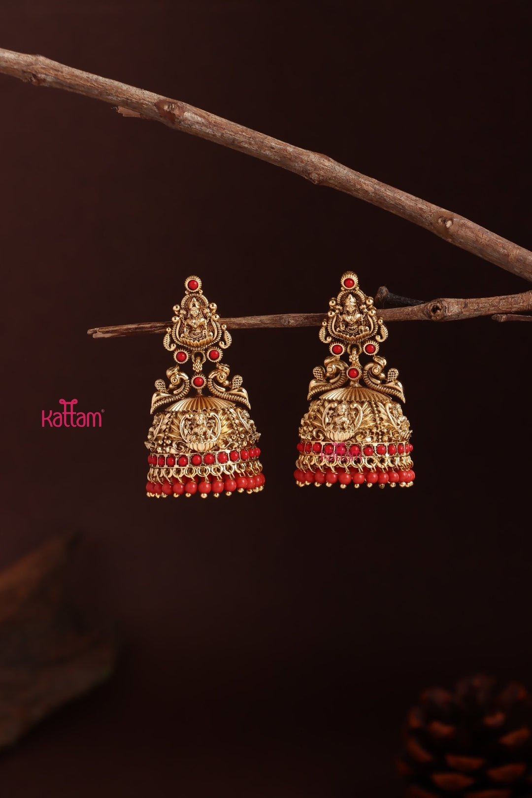 Lakshmi Coral Stone Jhumka - E1225