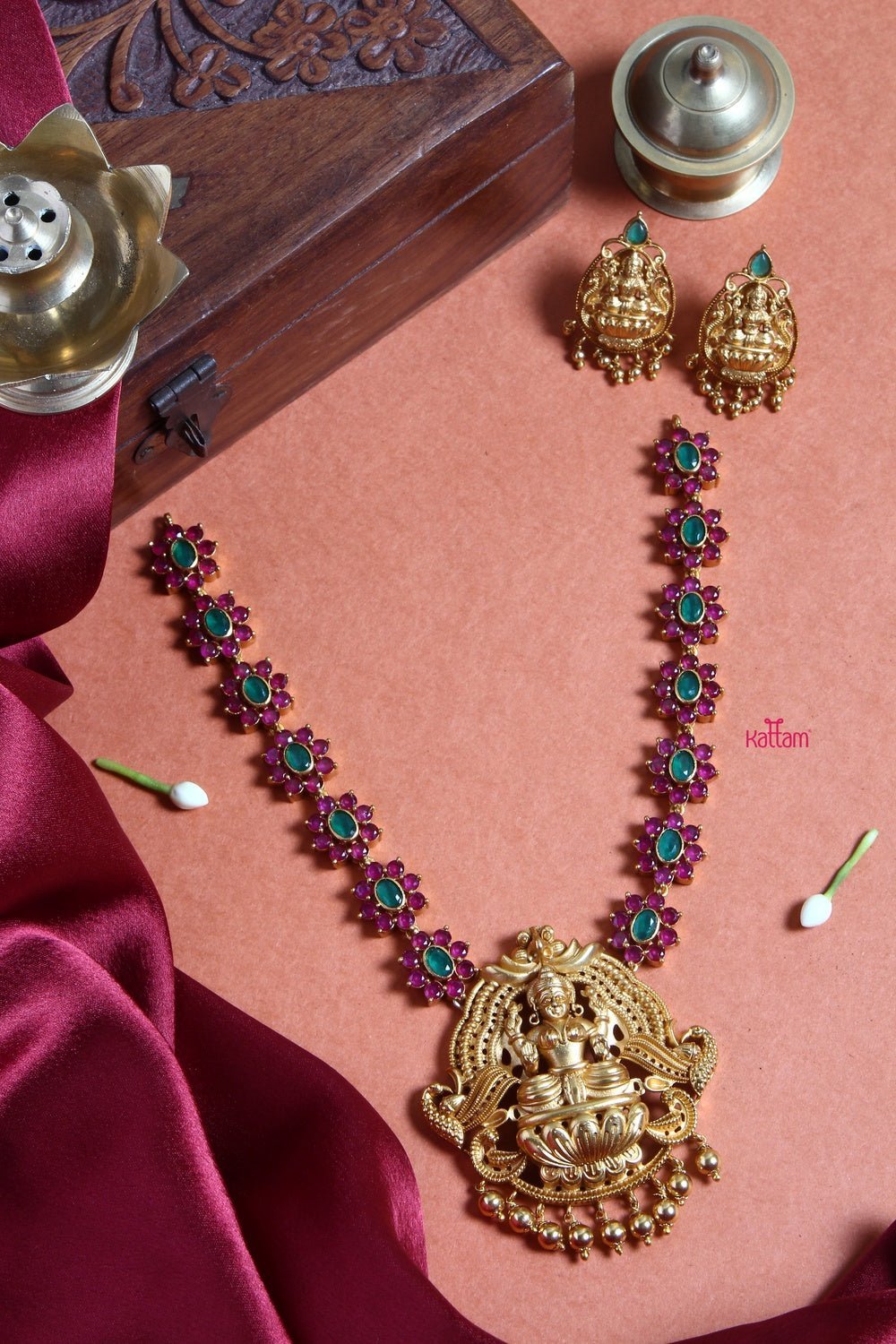 Lakshmi Dollar Ruby Stone Necklace - N1250