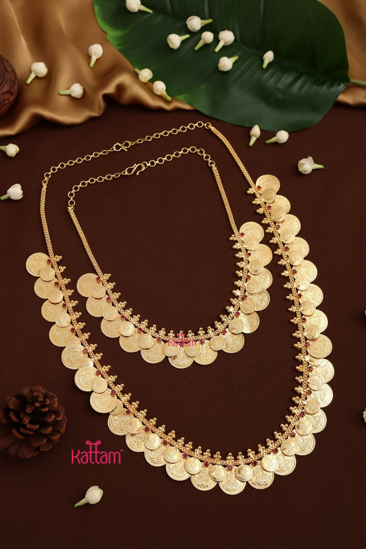 Lakshmi Double Coin Necklace & Haram Combo Set ( No Earrings ) - N4036