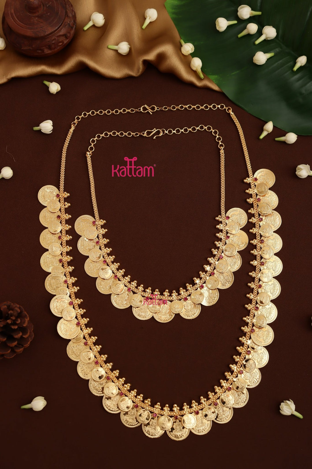 Lakshmi Double Coin Necklace & Haram Combo Set ( No Earrings ) - N4036