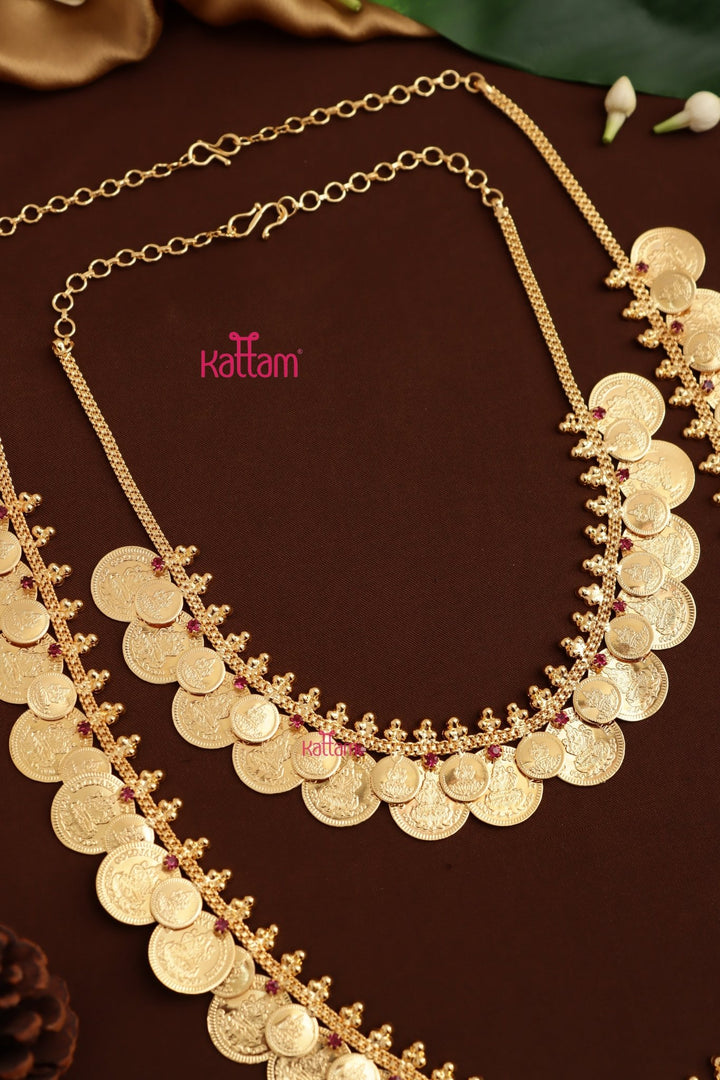 Lakshmi Double Coin Necklace & Haram Combo Set ( No Earrings ) - N4036
