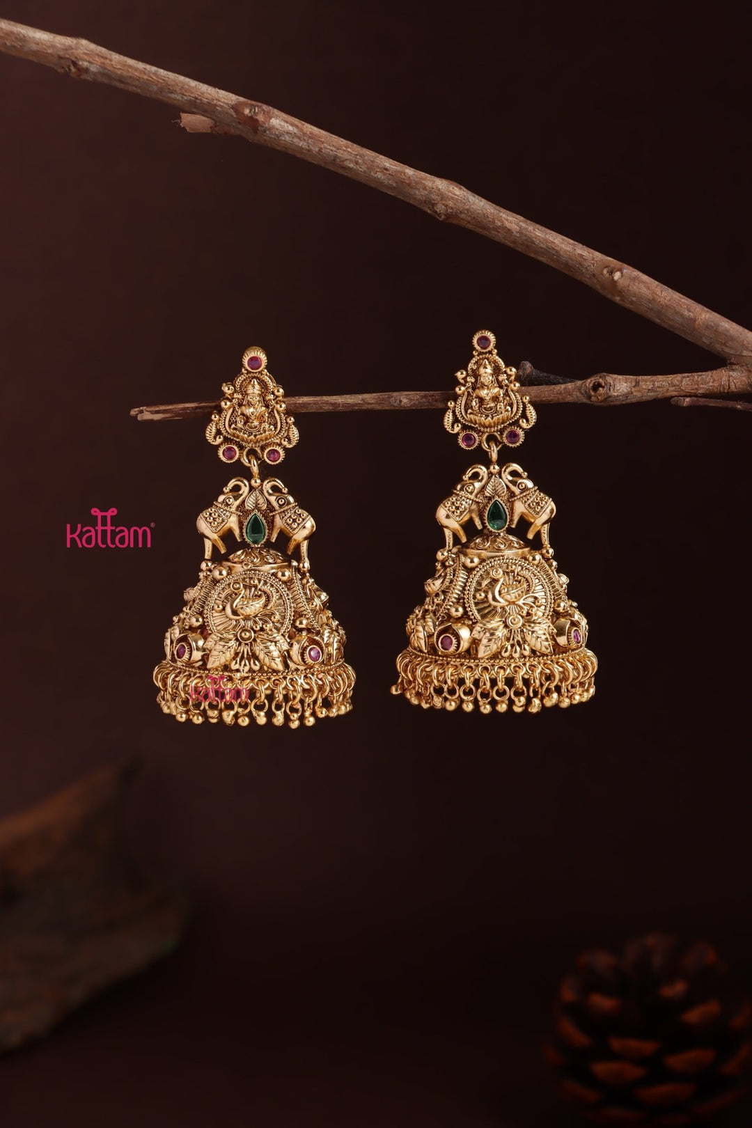 Lakshmi Elephant Semibridal Jhumka - E1242