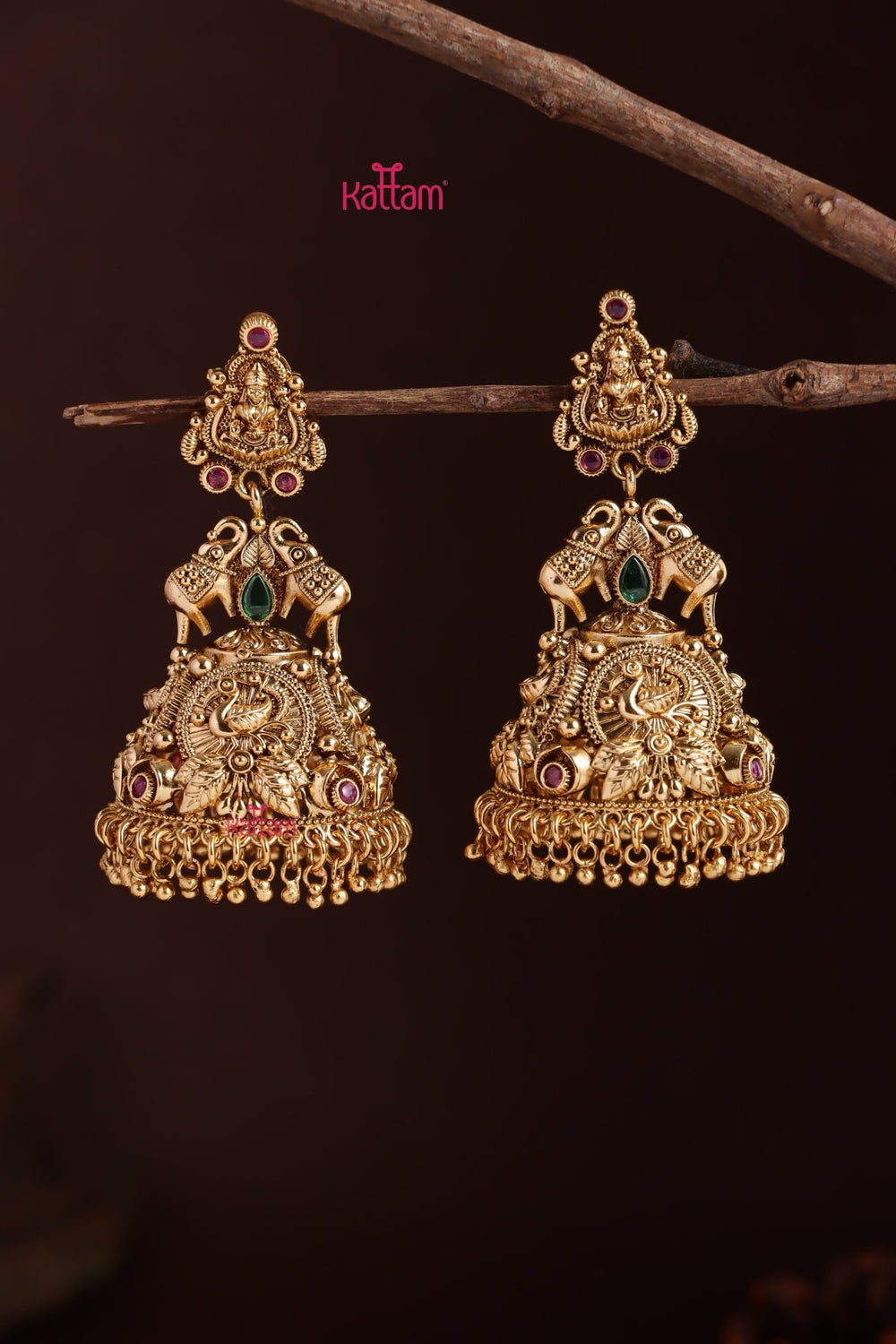 Lakshmi Elephant Semibridal Jhumka - E1242