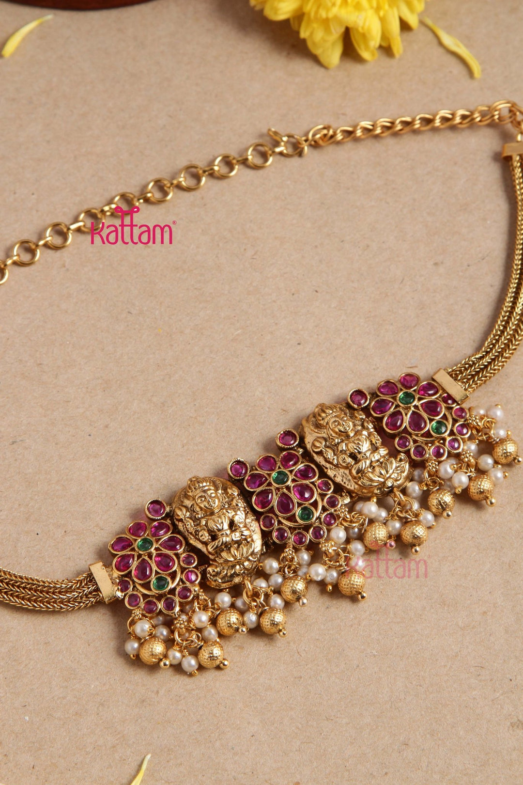 Lakshmi Floral Pearl Choker - N2874