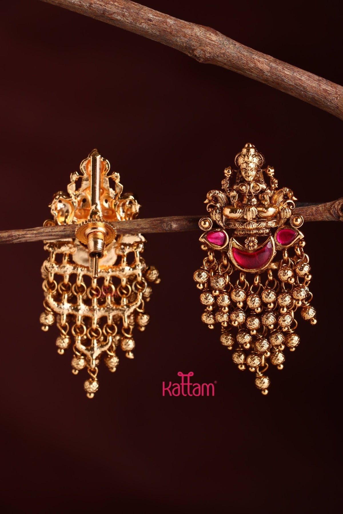 Lakshmi Gold Ruby Earring Kattam - Main Image
