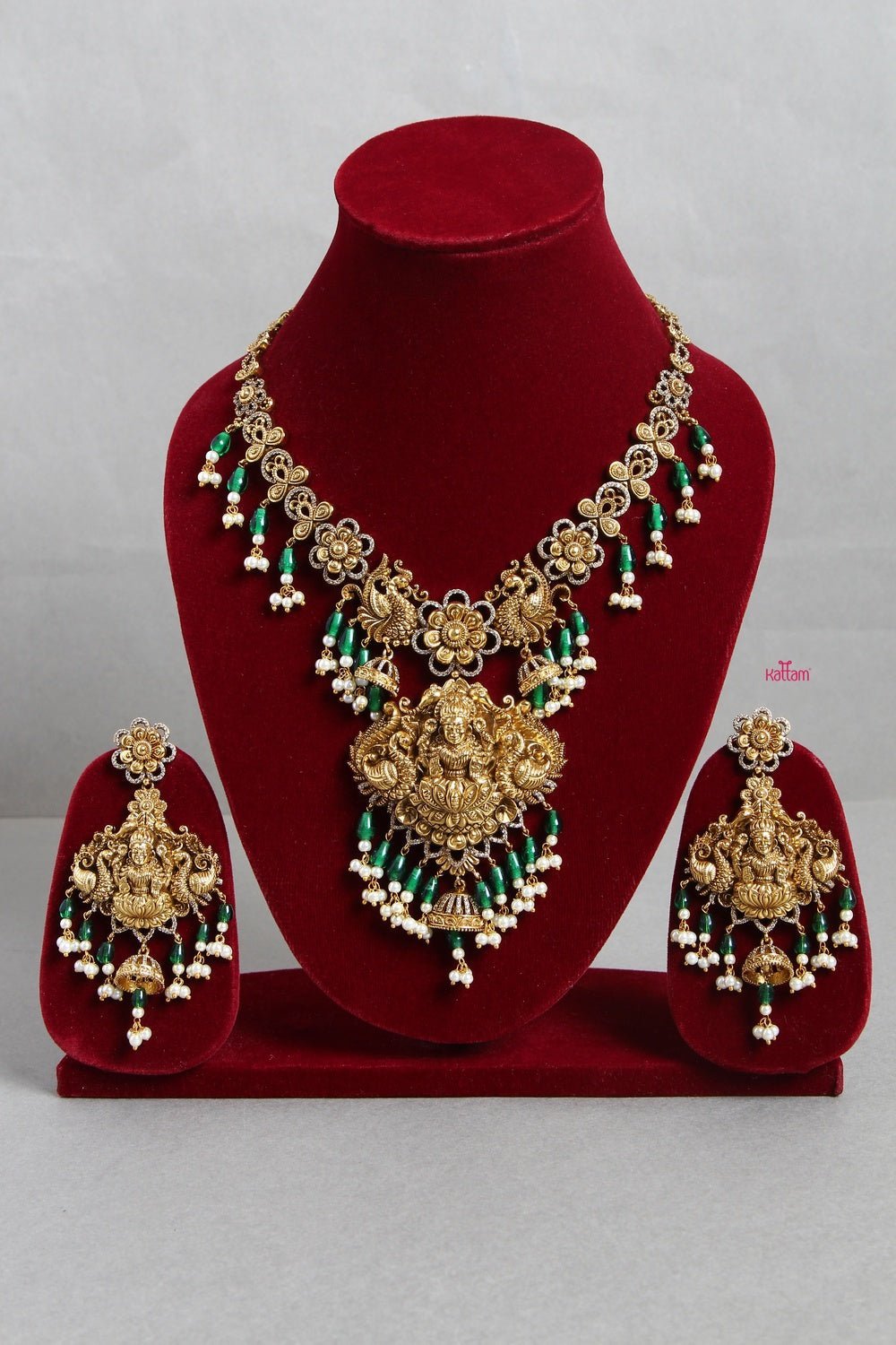 Lakshmi Green Bead Pearl Bridal Necklace - N1202
