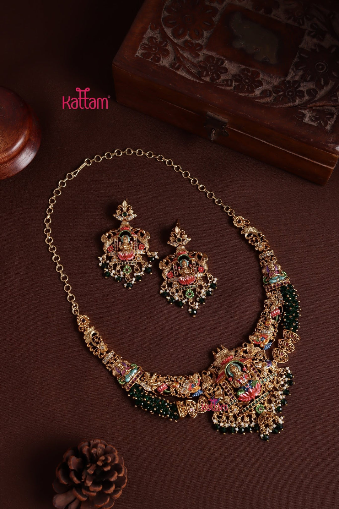 Lakshmi Meenakari Necklace - Design 1 - N3999
