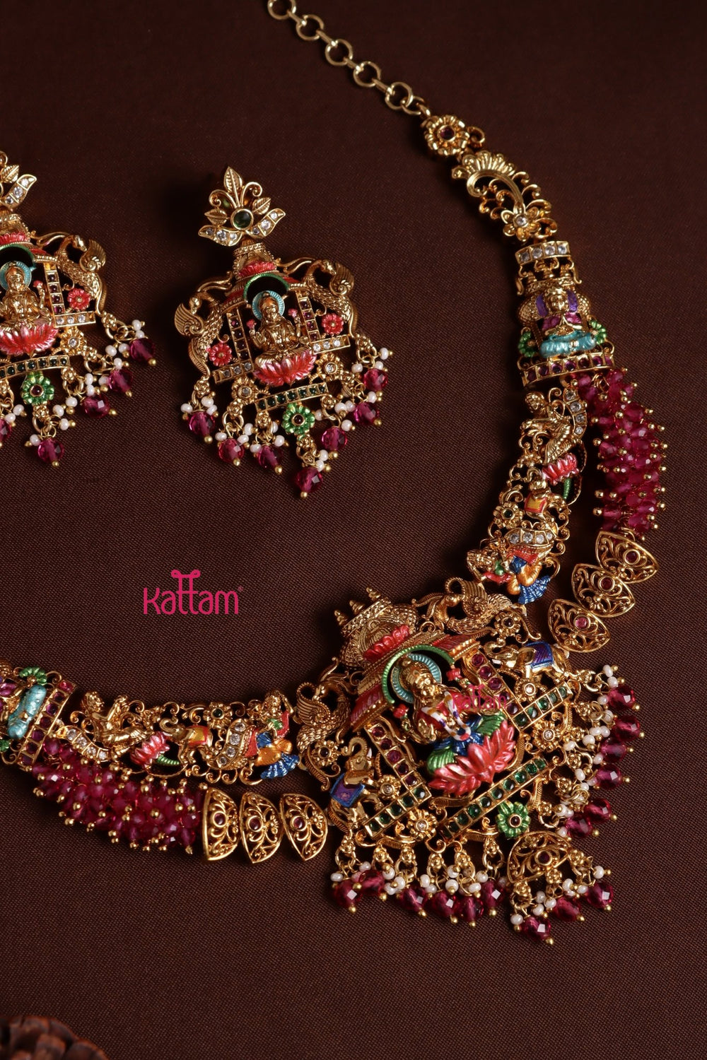 Lakshmi Meenakari Necklace - Design 2 - N4000