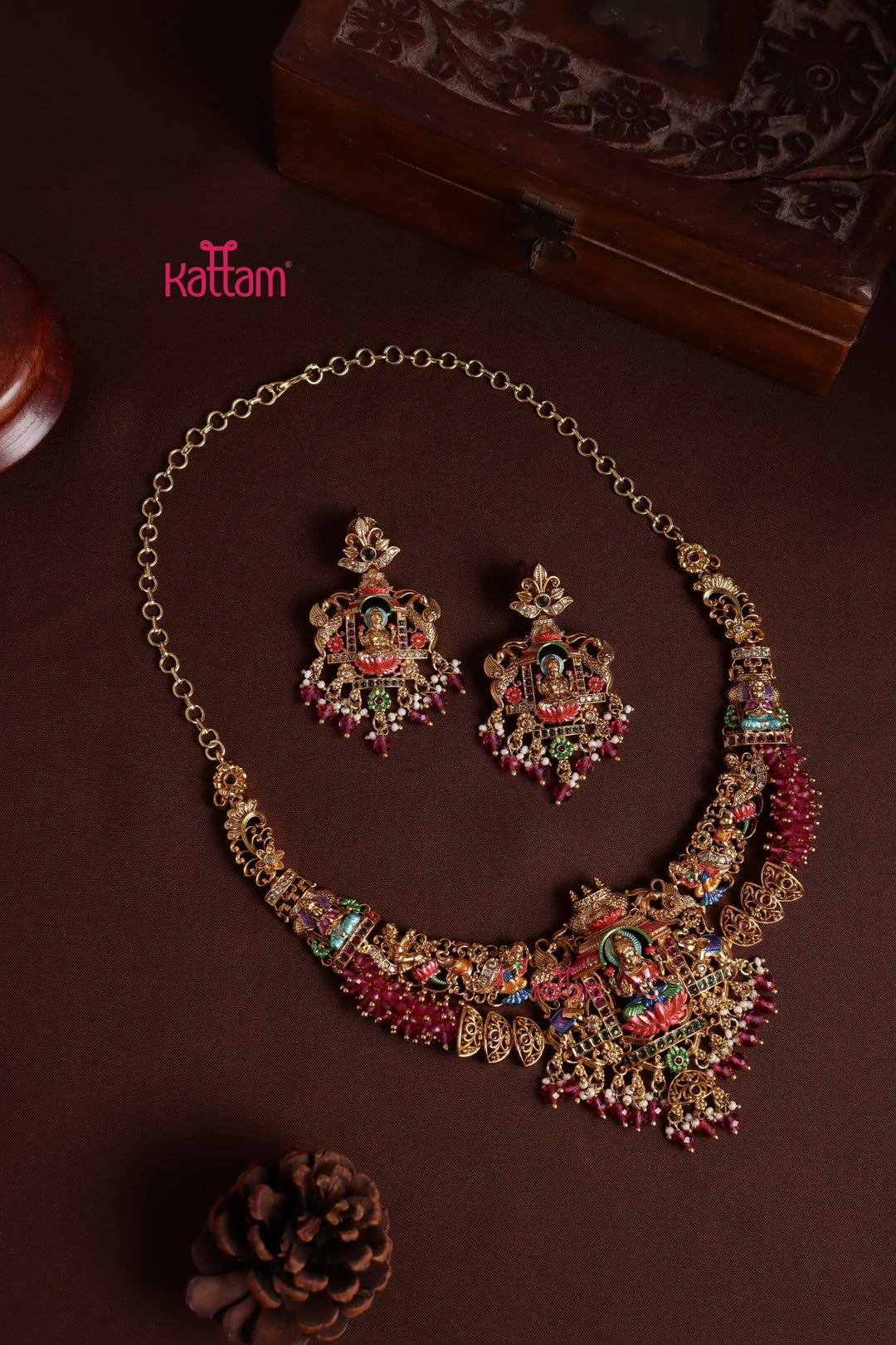 Lakshmi Meenakari Necklace - Design 2 - N4000