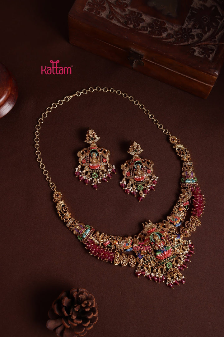 Lakshmi Meenakari Necklace - Design 2 - N4000
