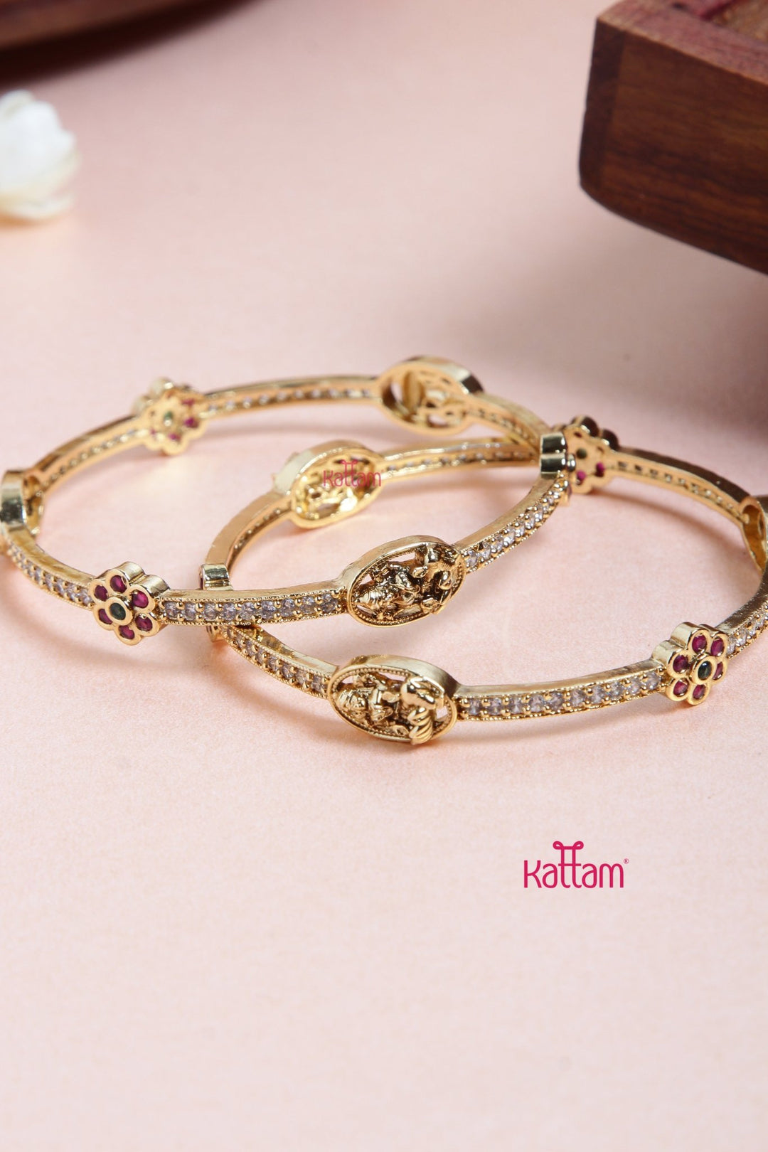 Lakshmi Multistone Flower Bangle - B543 - V4