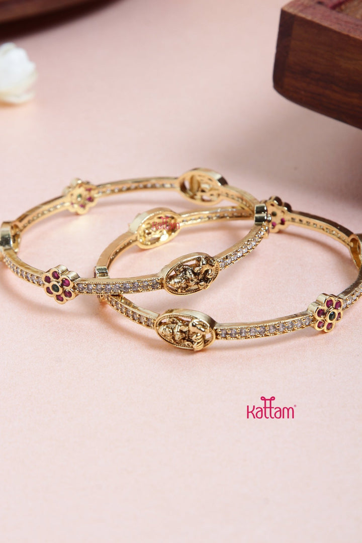 Lakshmi Multistone Flower Bangle - B543 - V4
