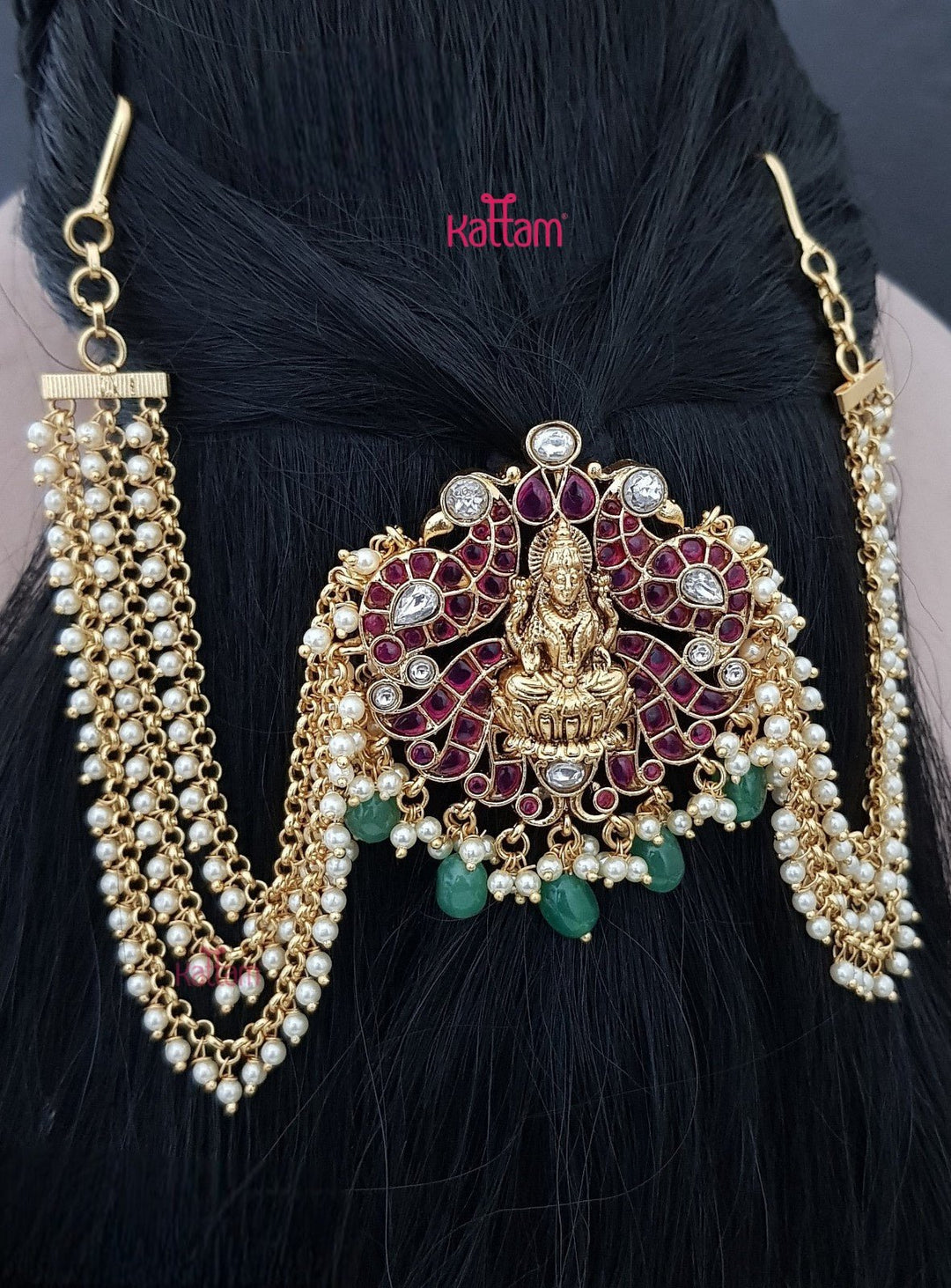 Lakshmi Peacock Kemp Bun Billai - Pearl - JB087