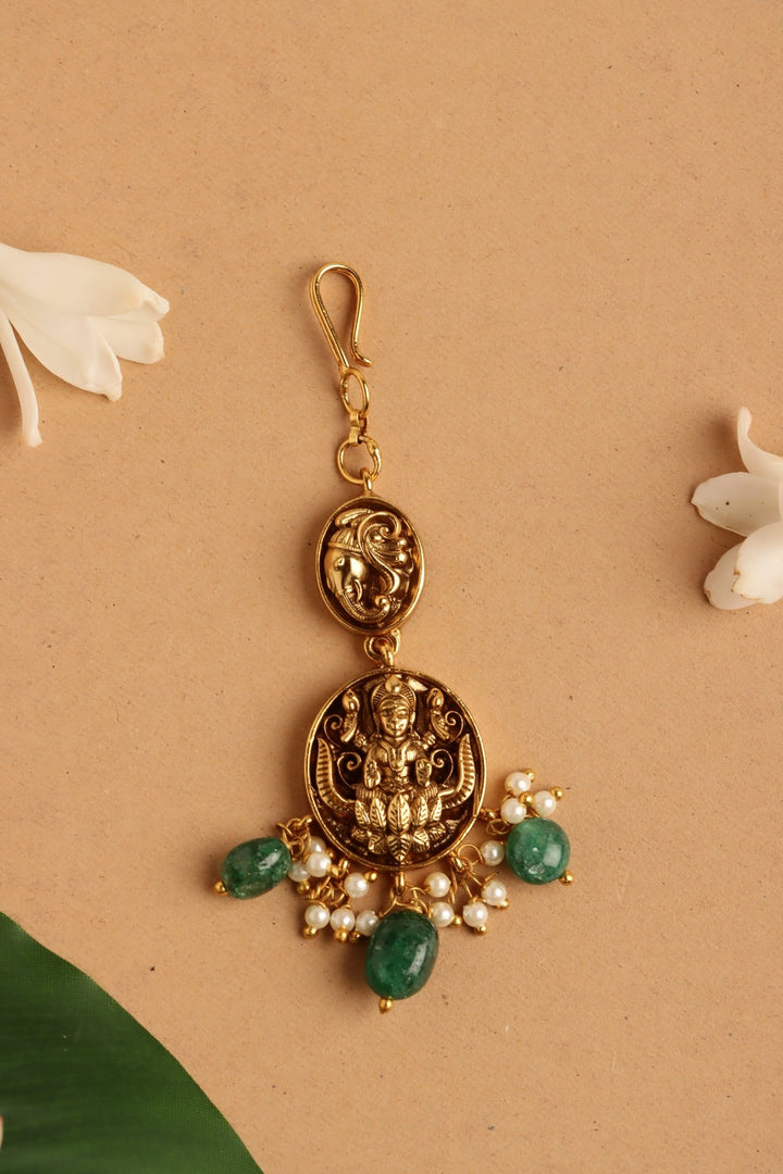 Lakshmi Peacock Maangtikka - Bead - MT192