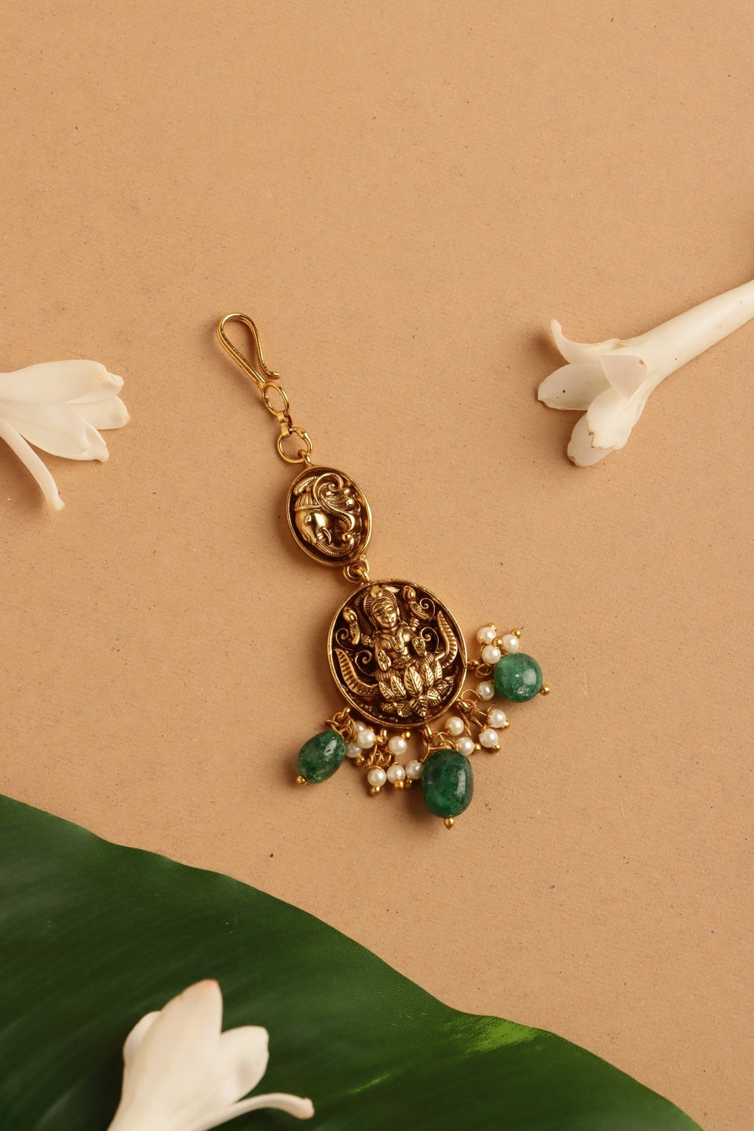 Lakshmi Peacock Maangtikka - Bead - MT192