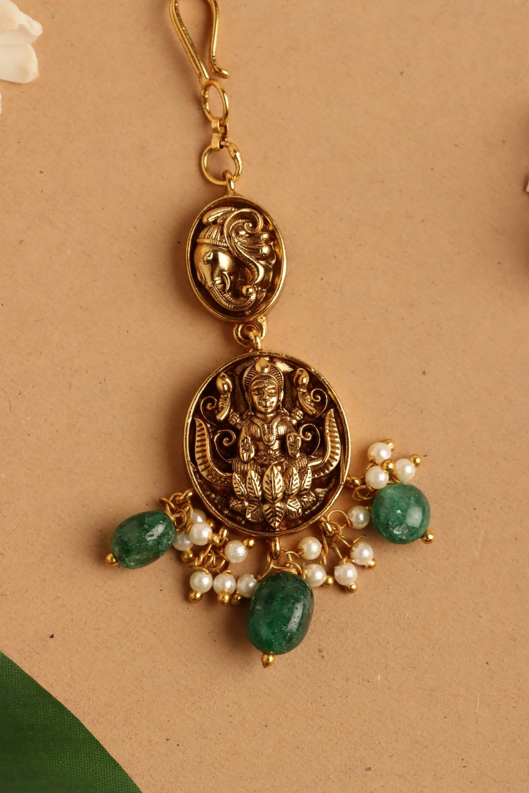 Lakshmi Peacock Maangtikka - Bead - MT192