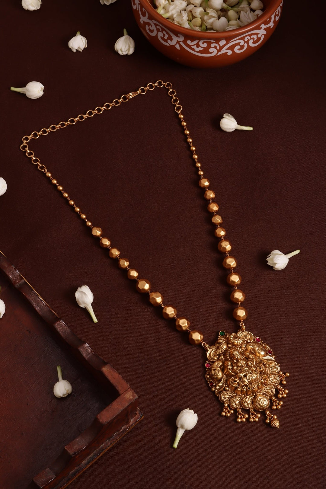 Lakshmi Peacock Pendant Ball Chain ( No Earrings ) - N4116