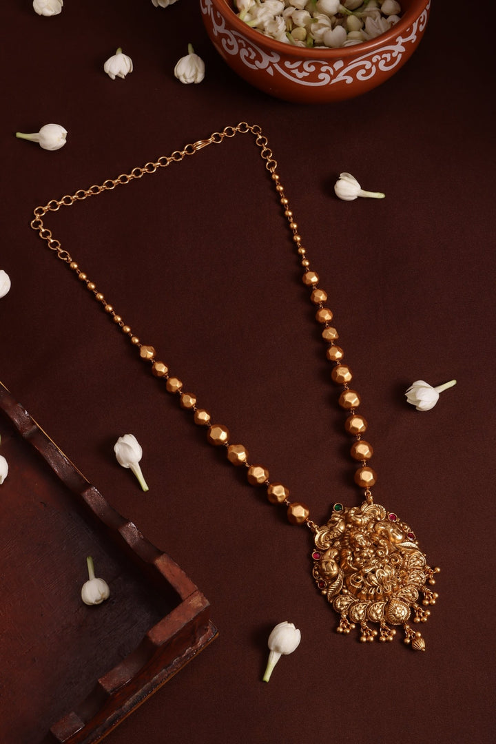 Lakshmi Peacock Pendant Ball Chain ( No Earrings ) - N4116