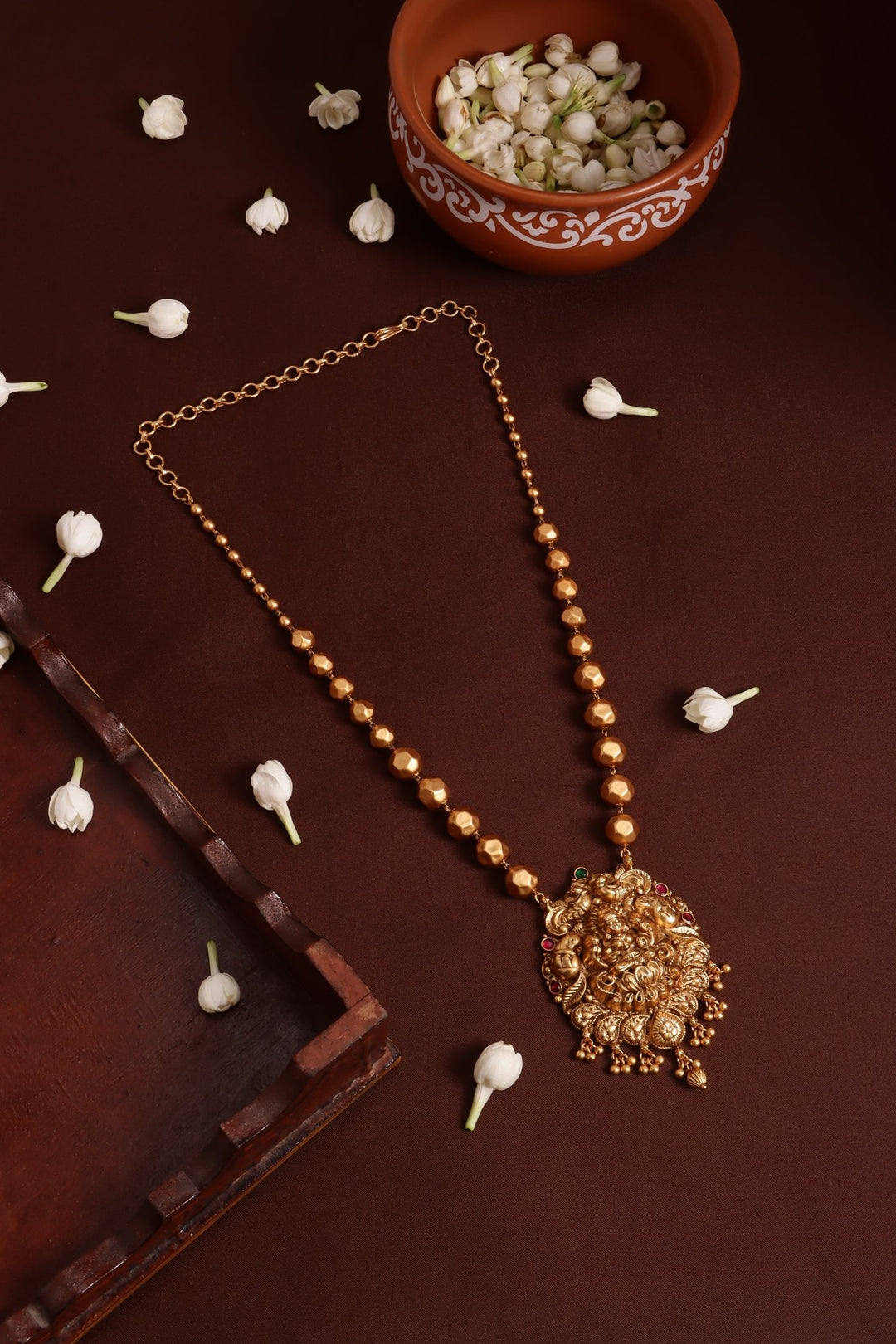 Lakshmi Peacock Pendant Ball Chain ( No Earrings ) - N4116