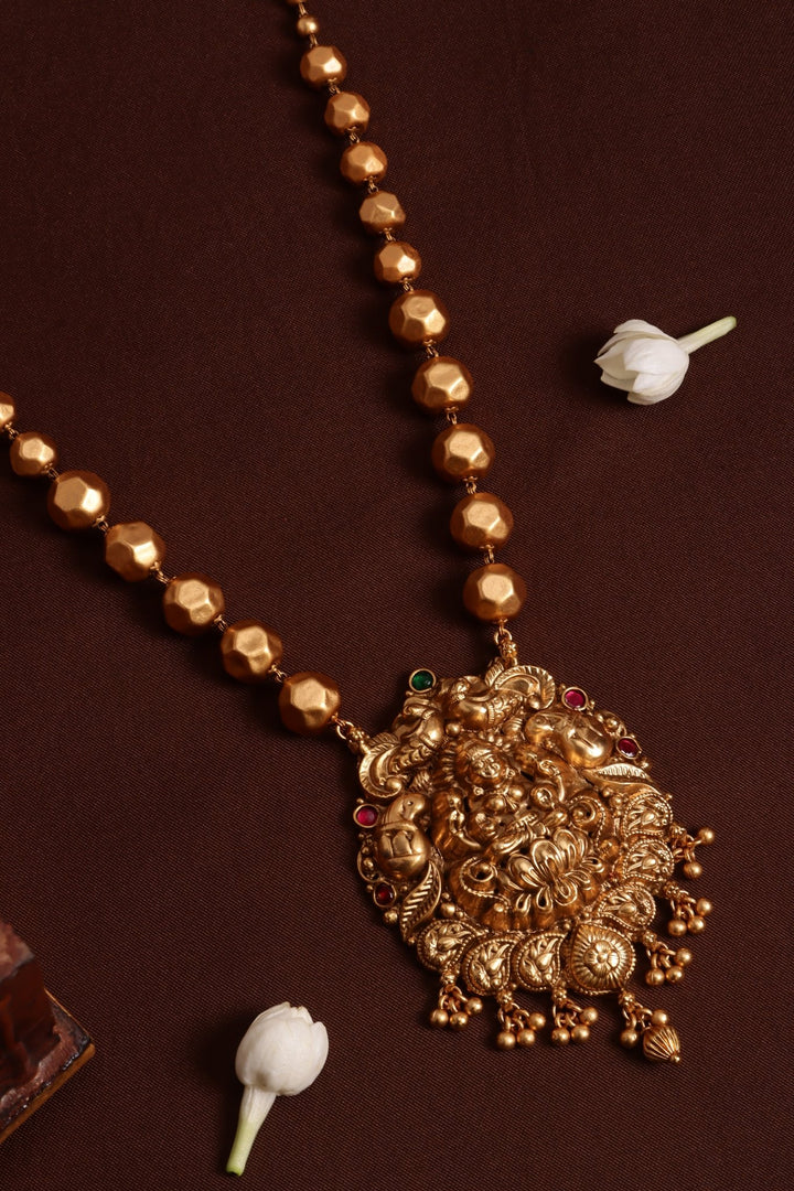 Lakshmi Peacock Pendant Ball Chain ( No Earrings ) - N4116