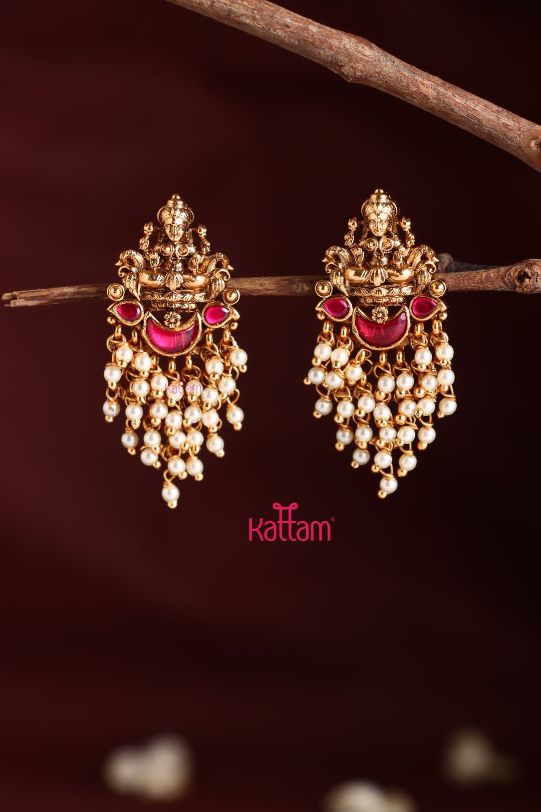 Lakshmi Pearl Drop Ruby Earring - E1008