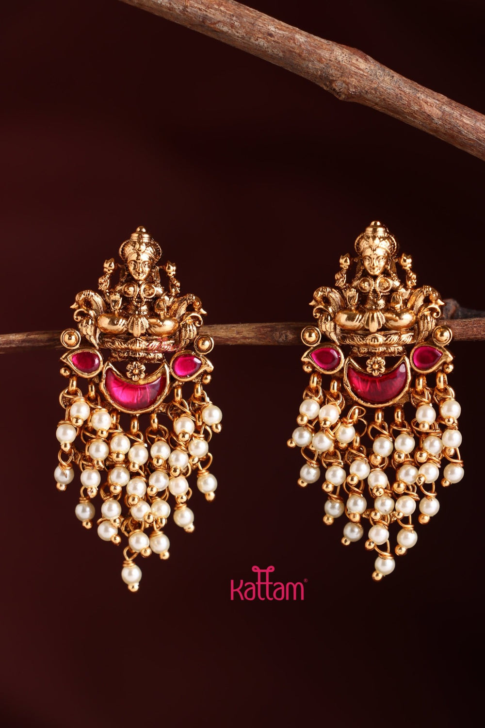 Lakshmi Pearl Drop Ruby Earring - E1008