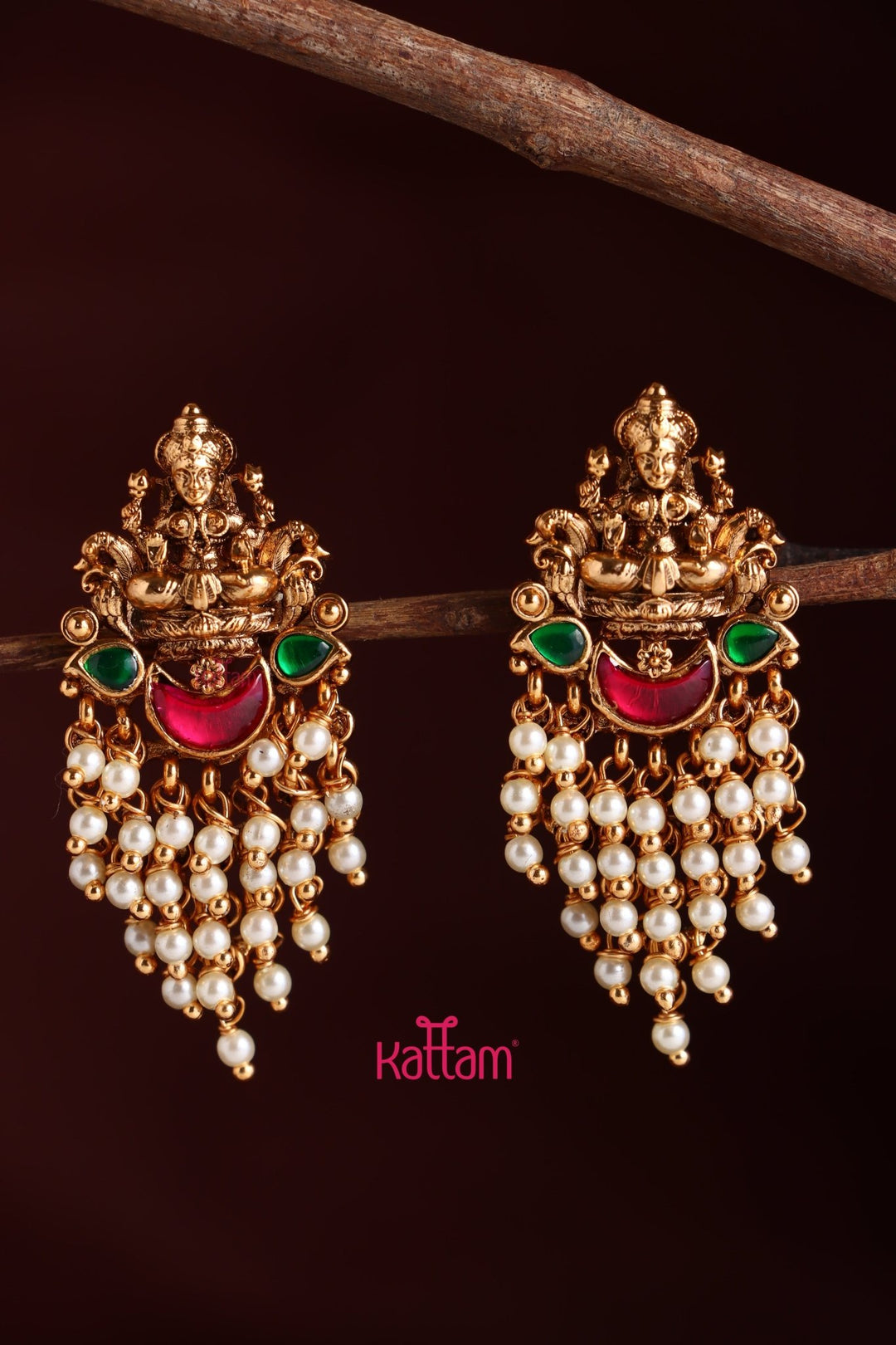 Lakshmi Pearl Drop Rubygreen Earring - E1010